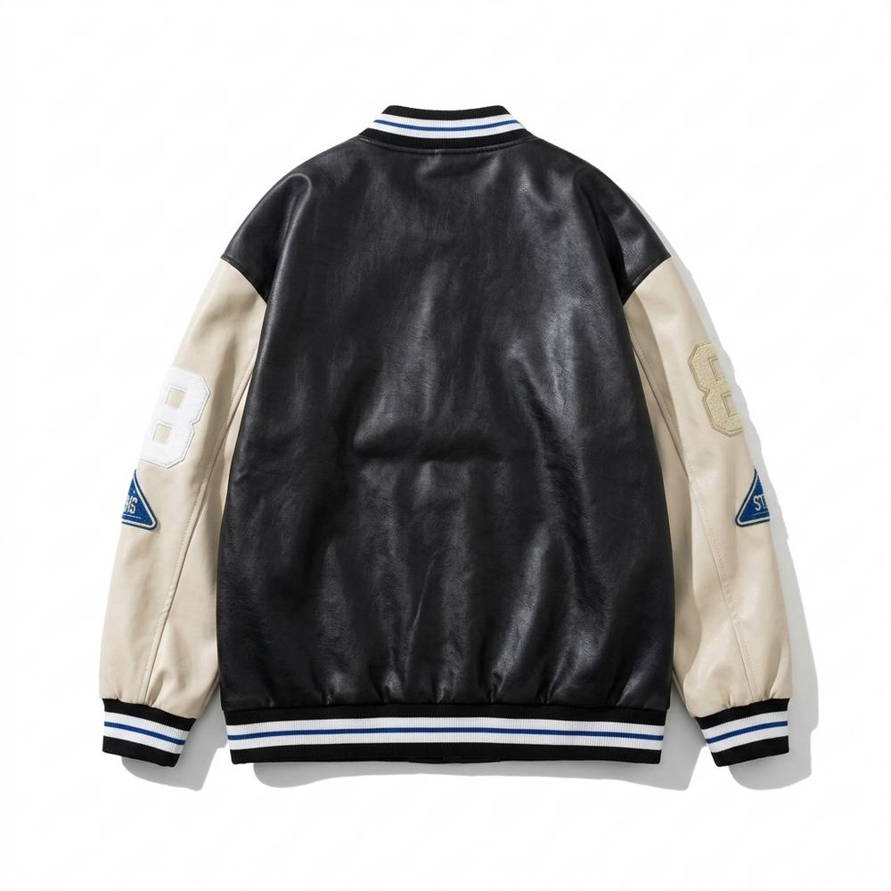 Lederjacken Outlet24 - Aozer | Bestickte Geknöpfte Lederjacke Unisex