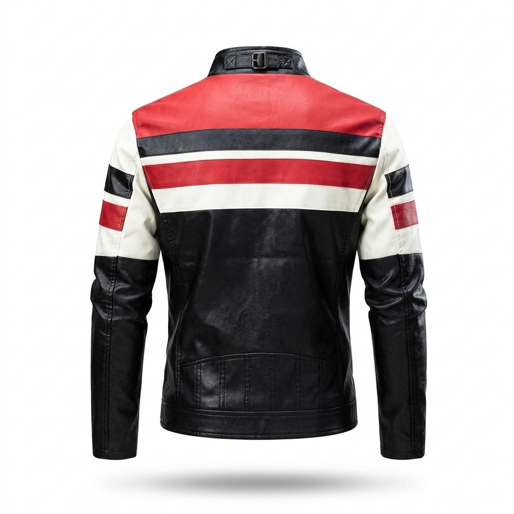 Lederjacken Outlet24 - Civom | Gestreift Tailliert Lederjacke Herren