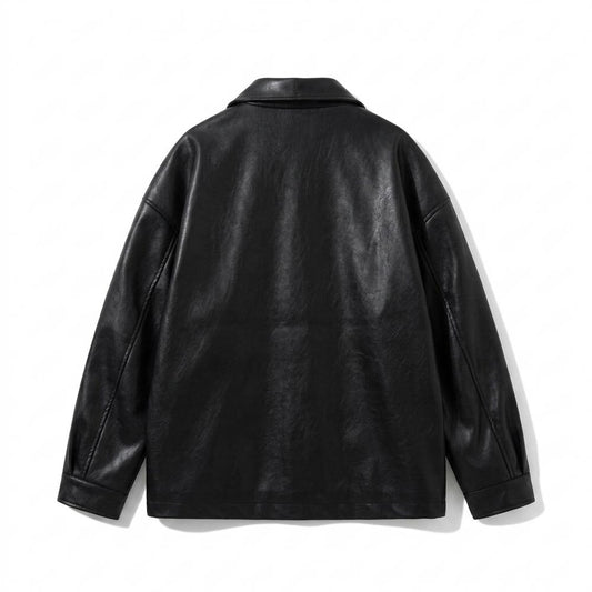 Lederjacken Outlet24 - Nozel | Oversized Kentkragen Lederjacke Unisex