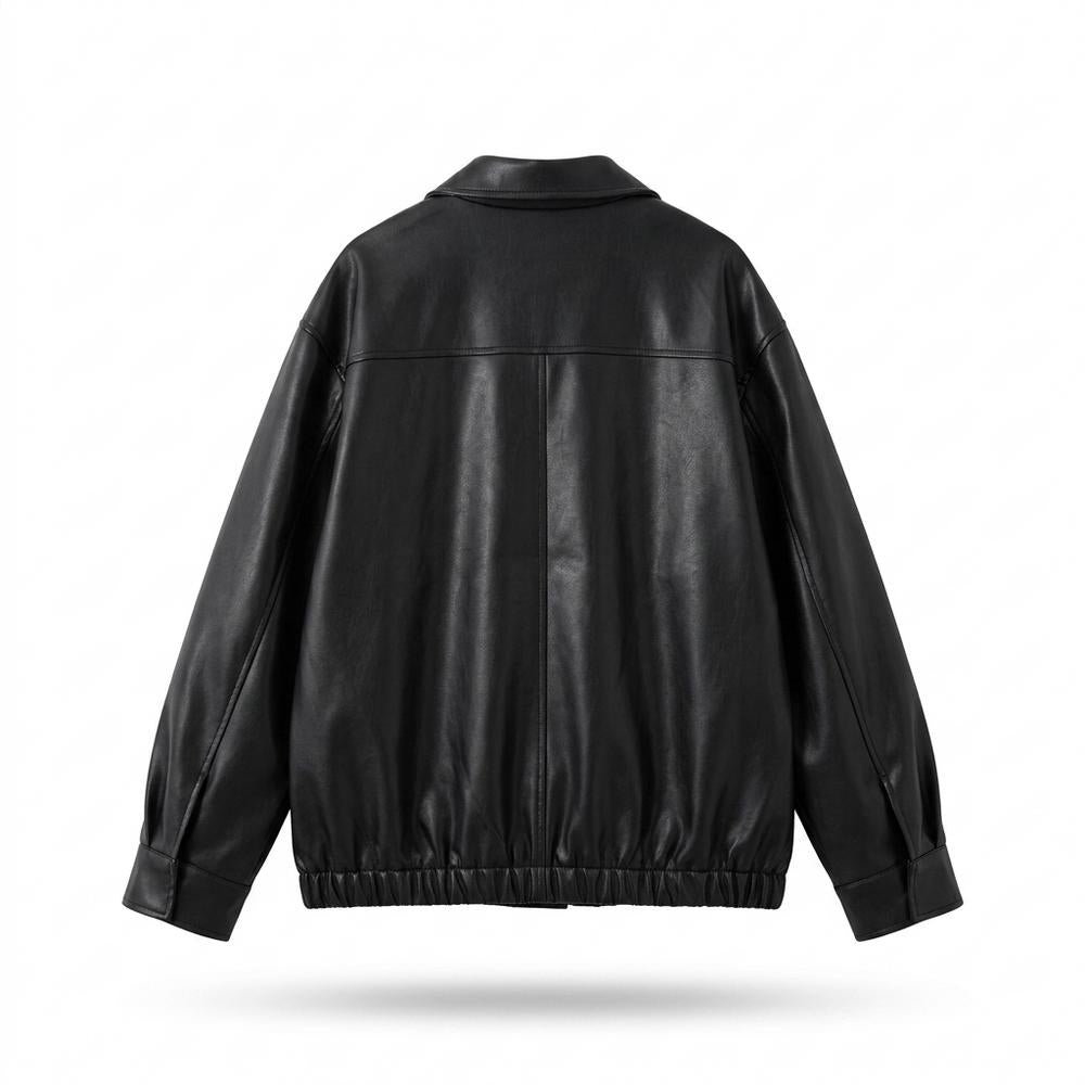 Lederjacken Outlet24 - Tuwol | Übergroße Glatte Lederjacke Unisex