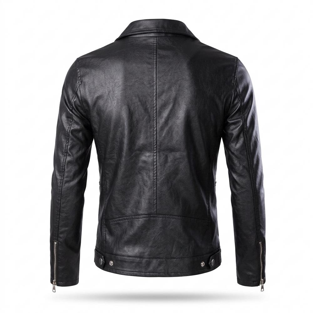 Lederjacken Outlet24 - Eavek | Taillierte Asymmetrische Lederjacke Herren
