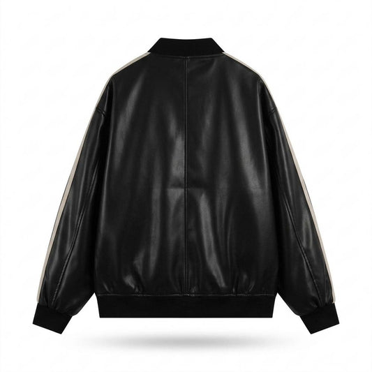 Lederjacken Outlet24 - Yuzel | Glänzend Gestreift Lederjacke Unisex