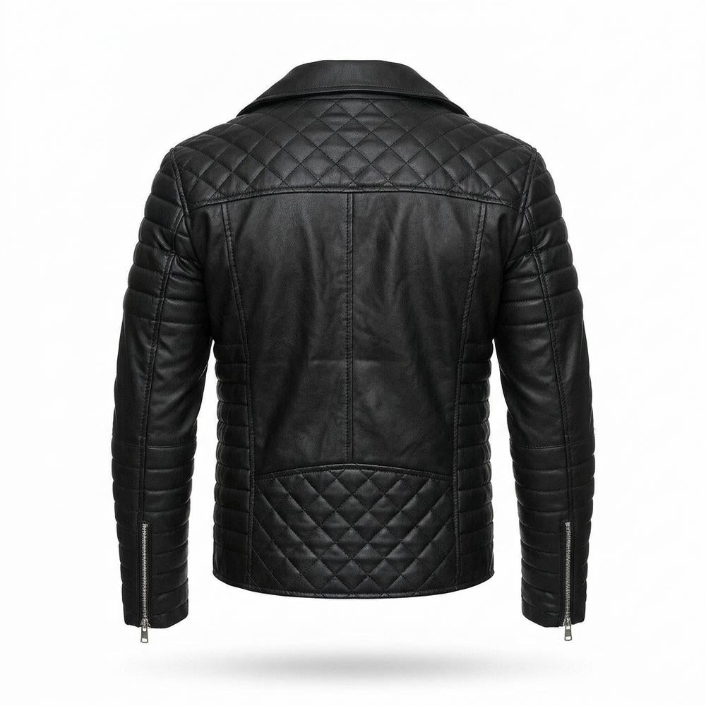 Lederjacken Outlet24 - Yerek | Gesteppt Asymmetrisch Lederjacke Herren