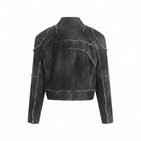 Lederjacken Outlet24 - Zuhut | Dekonstruiert Kurzgeschnitten Lederjacke Unisex