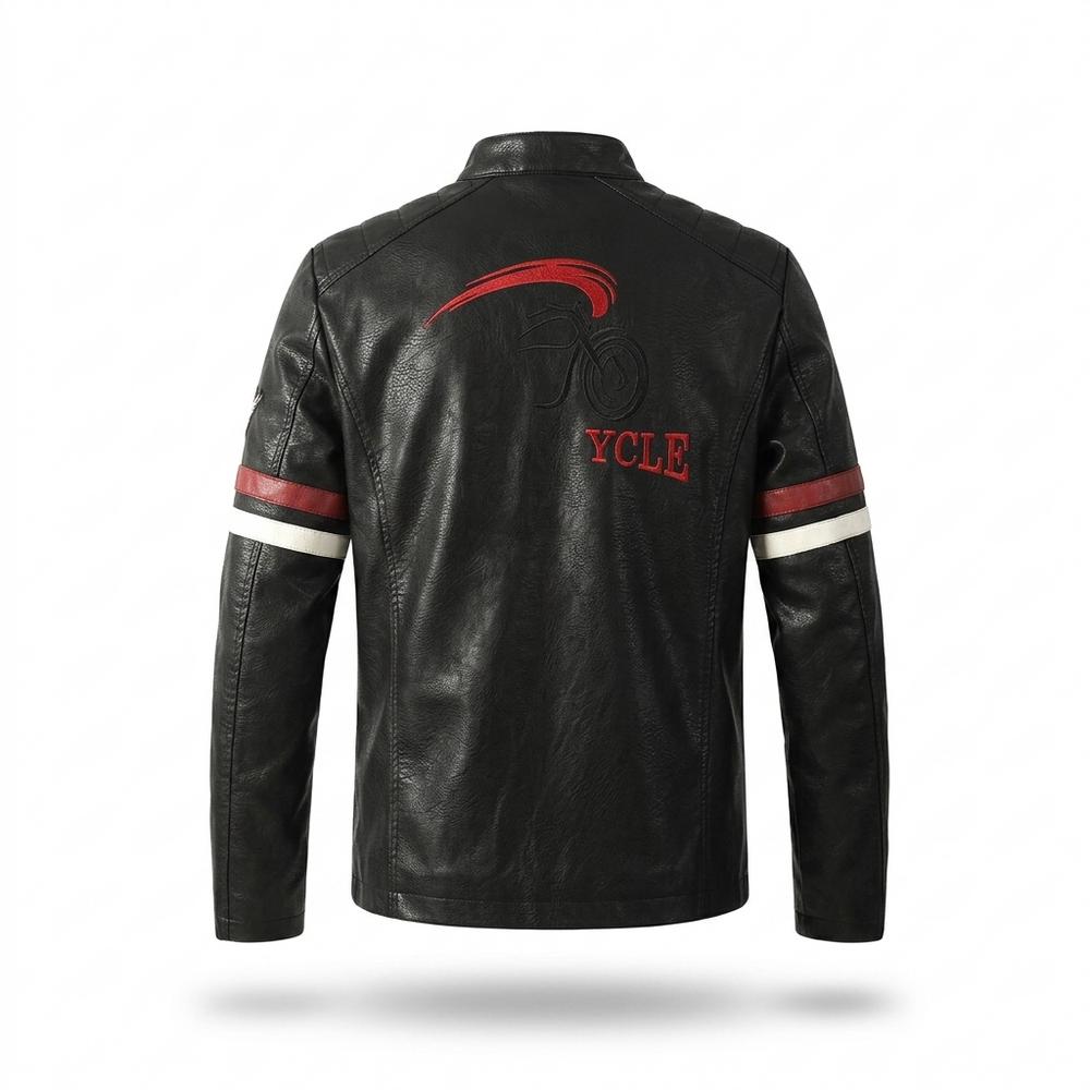 Lederjacken Outlet24 - Aowor | Bestickt Gestreift Lederjacke Herren