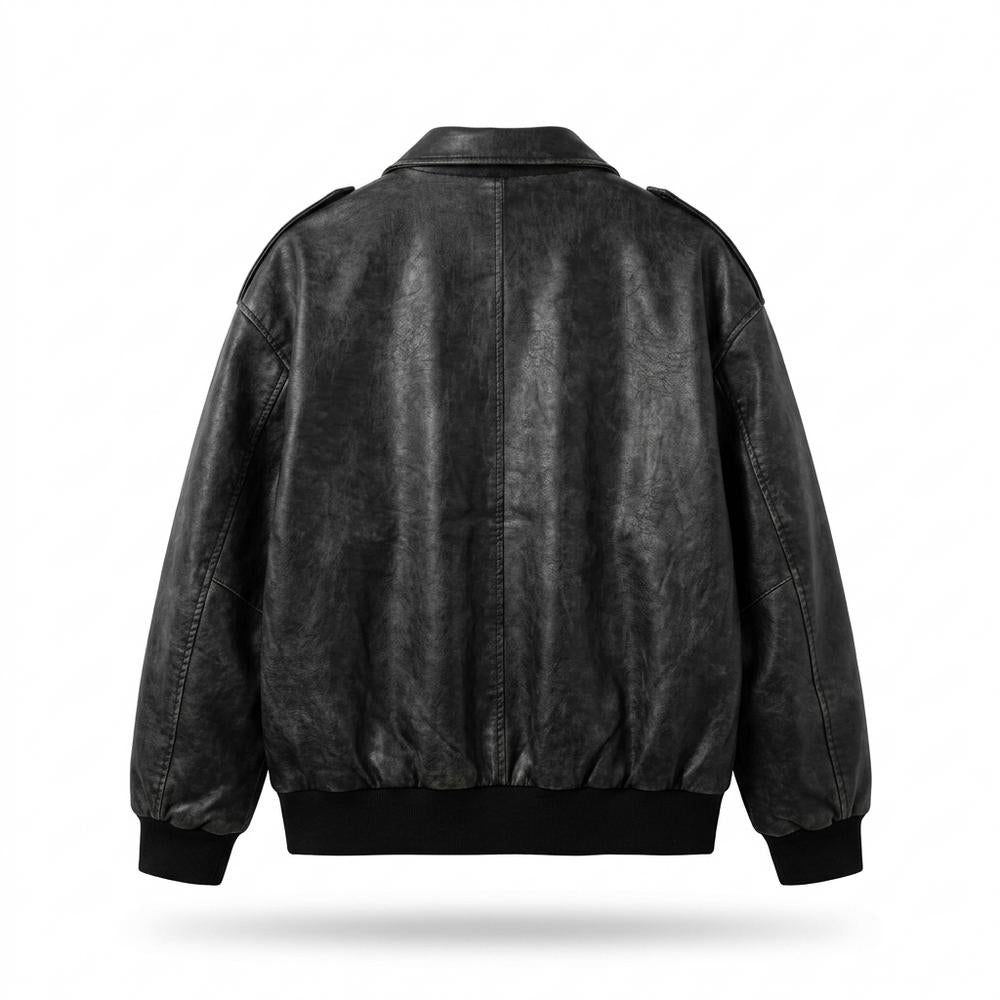 Lederjacken Outlet24 - Vevan | Gefütterte Gerippte Lederjacke Herren