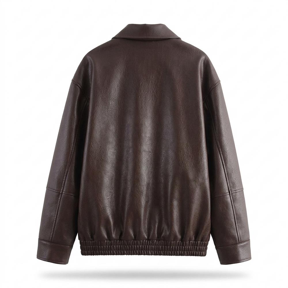 Lederjacken Outlet24 - Yonid | Gefütterte Locker Geschnittene Lederjacke Unisex