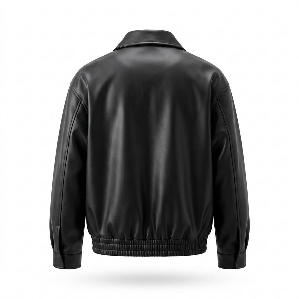 Lederjacken Outlet24 - Cafuk | Gefütterte Locker Geschnittene Lederjacke Unisex