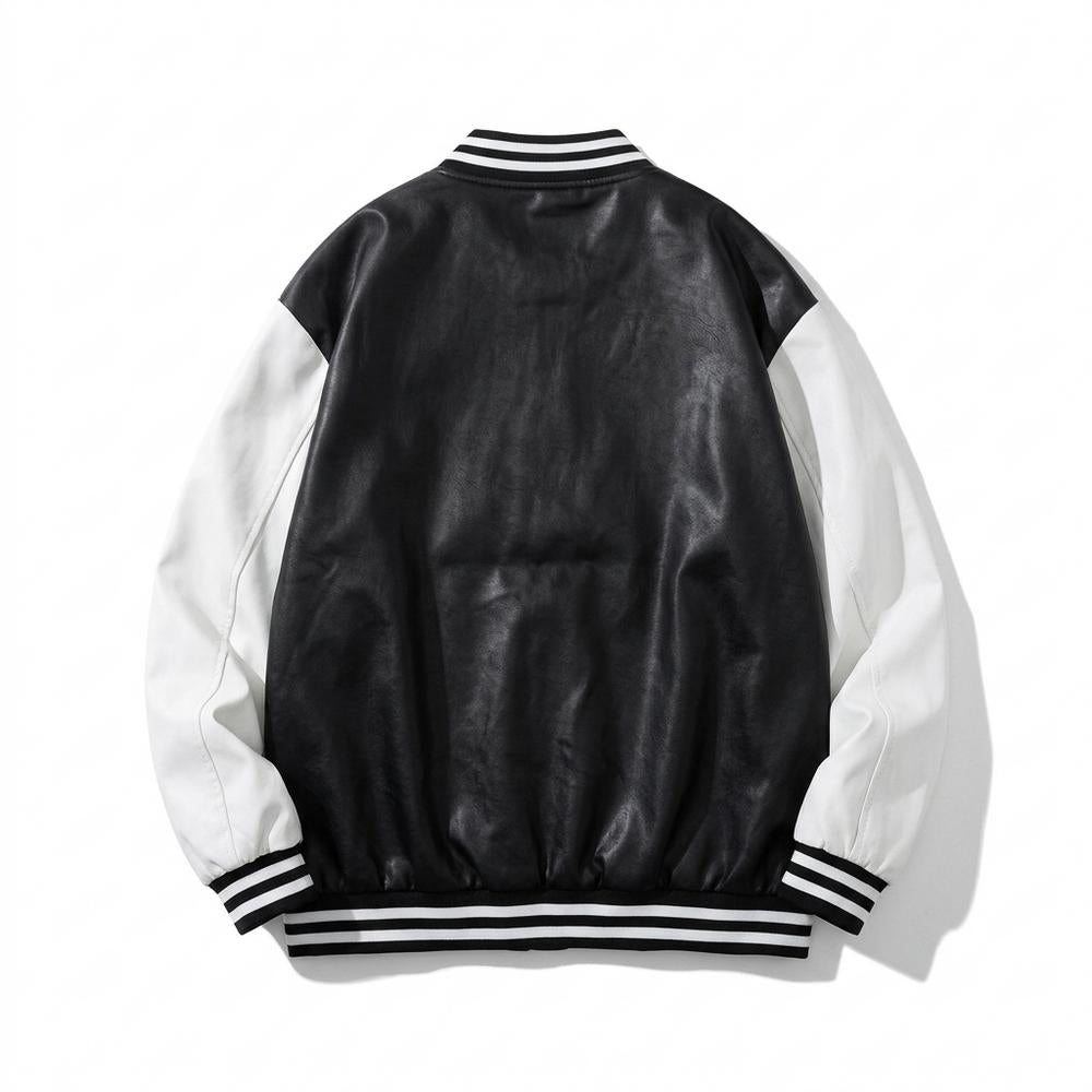 Lederjacken Outlet24 - Rabit | Zweifarbige Geknöpfte Lederjacke Unisex