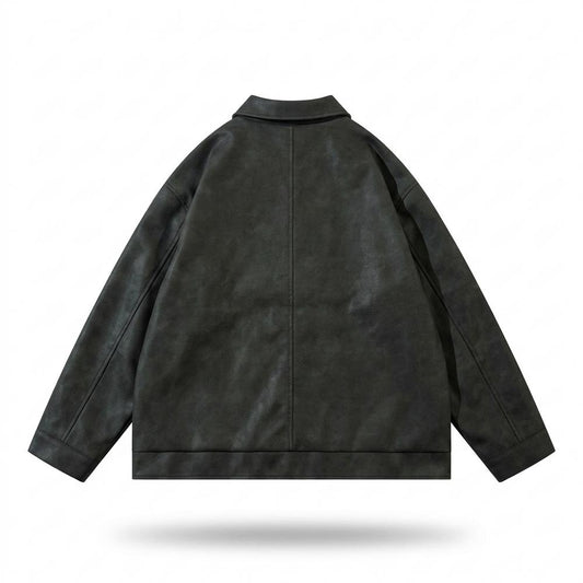 Lederjacken Outlet24 - Linus | Bestickte Strukturierte Lederjacke Unisex