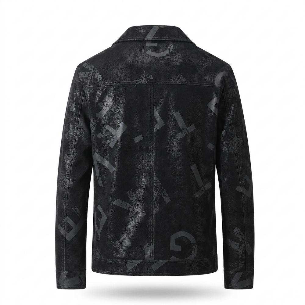 Lederjacken Outlet24 - Muvom | Bedruckt Strukturiert Lederjacke Herren