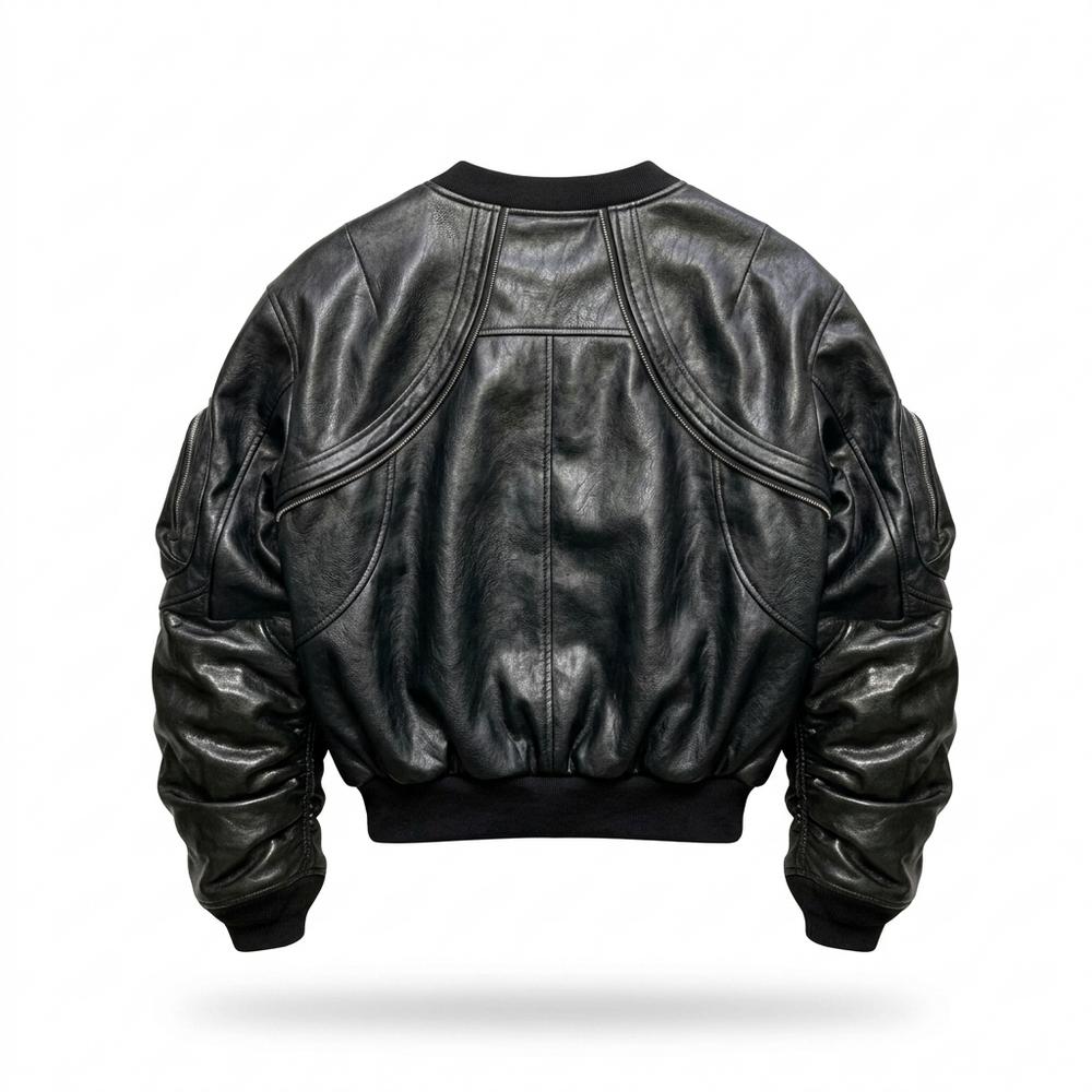 Lederjacken Outlet24 - Yizek | Geraffte Strukturierte Lederjacke Unisex