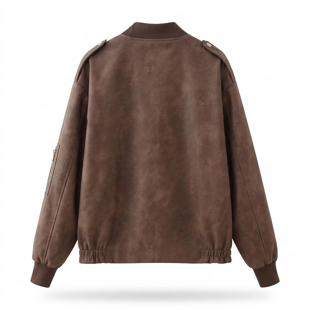 Lederjacken Outlet24 - Aohal | Gefütterte Matte Wildleder-Jacke Unisex