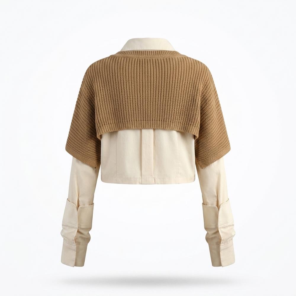 Lederjacken Outlet24 - Norov | Kurzgeschnittener Gerippter Pullover Damen