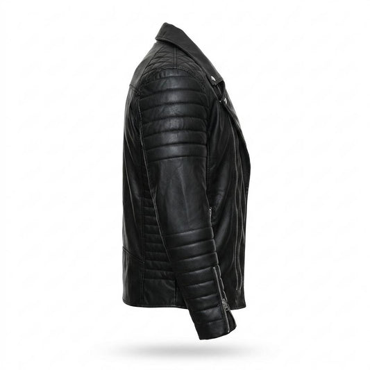 Lederjacken Outlet24 - Zepik | Asymmetrisch Gesteppt Lederjacke Herren