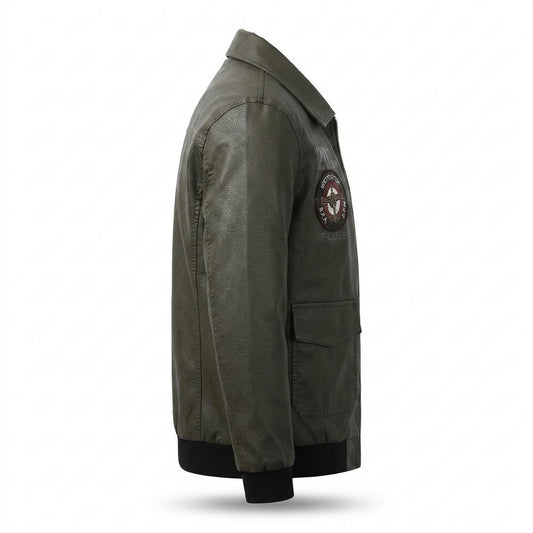 Lederjacken Outlet24 - Zenor | Bestickt Gerippt Lederjacke Herren