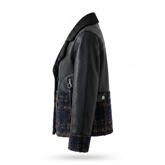 Lederjacken Outlet24 - Vativ | Kombiniert Doppelreihig Lederjacke Damen