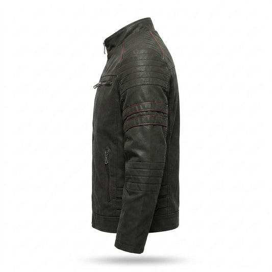 Lederjacken Outlet24 - Ranal | Gesteppte Paspelierte Lederjacke Herren