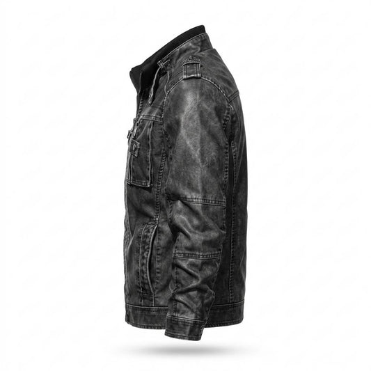 Lederjacken Outlet24 - Zaful | Gewaschen Gefüttert Lederjacke Herren