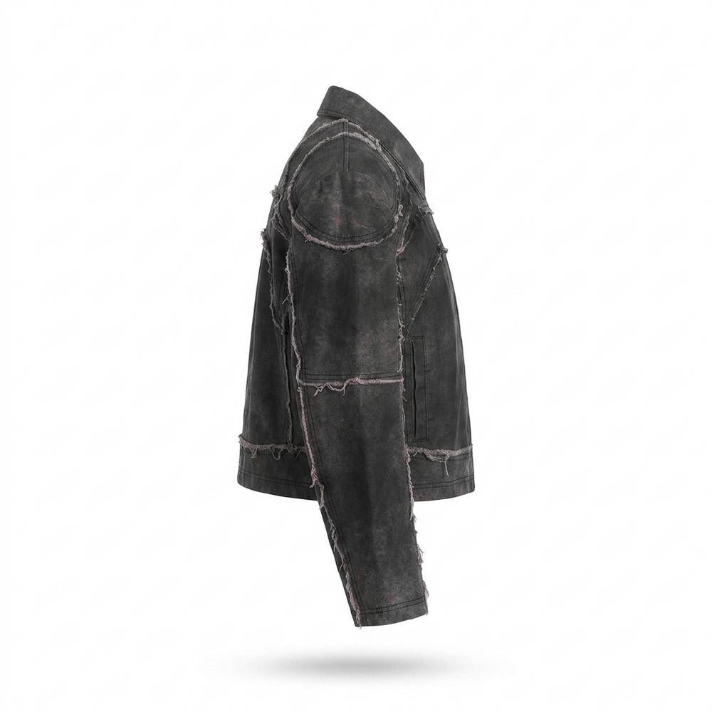 Lederjacken Outlet24 - Zuhut | Dekonstruiert Kurzgeschnitten Lederjacke Unisex