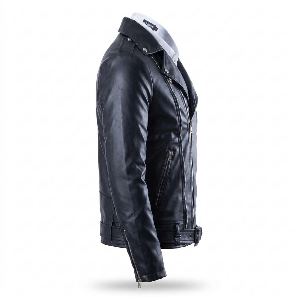 Lederjacken Outlet24 - Aokem | Asymmetrisch Gegürtelt Lederjacke Herren