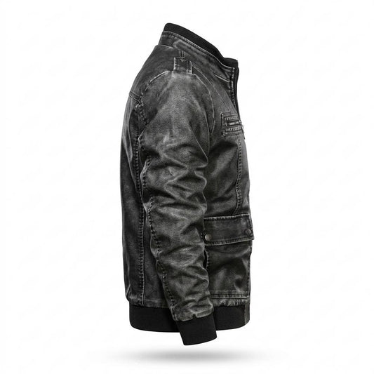 Lederjacken Outlet24 - Dabik | Gewaschen Strukturiert Lederjacke Herren