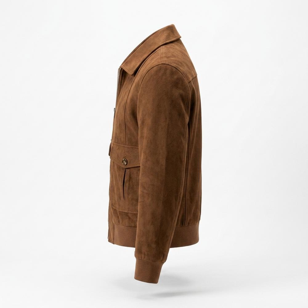 Lederjacken Outlet24 - Lakam | Taillenlange Veloursartige Wildleder-Jacke Herren