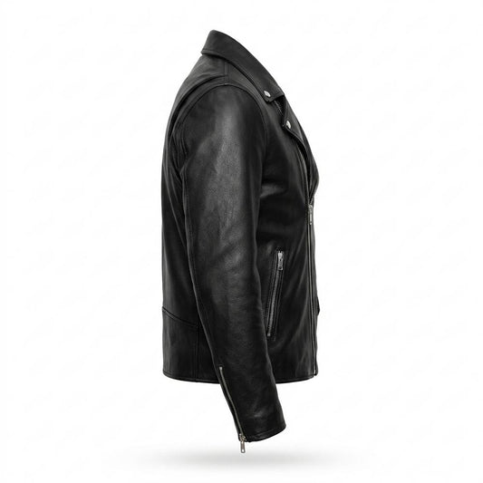 Lederjacken Outlet24 - Yefan | Asymmetrische Taillierte Lederjacke Herren