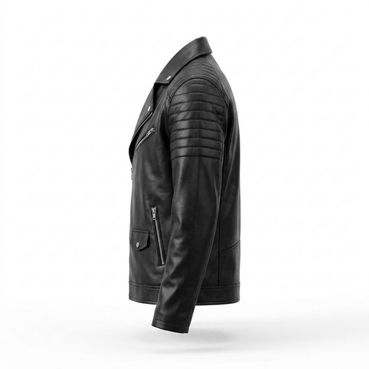 Lederjacken Outlet24 - Zokok | Asymmetrisch Gesteppt Lederjacke Herren