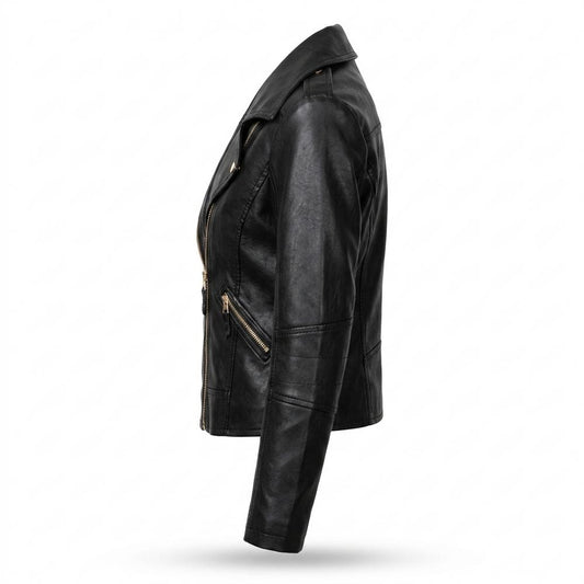 Lederjacken Outlet24 - Ronik | Asymmetrisch Tailliert Lederjacke Damen