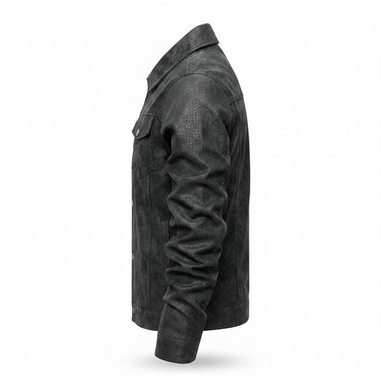 Lederjacken Outlet24 - Koler | Strukturiert Geknöpft Lederjacke Herren