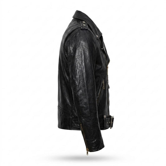 Lederjacken Outlet24 - Sokos | Asymmetrisch Gegürtelt Lederjacke Unisex