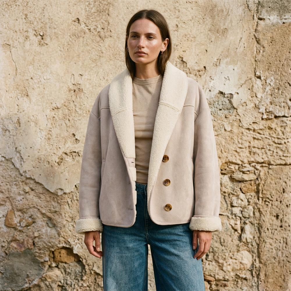Lederjacken Outlet24 - Rivin | Gefütterte Veloursartige Jacke Damen