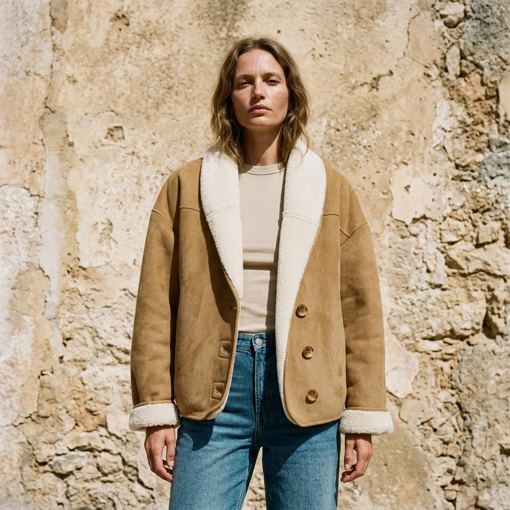 Lederjacken Outlet24 - Rivin | Gefütterte Veloursartige Jacke Damen