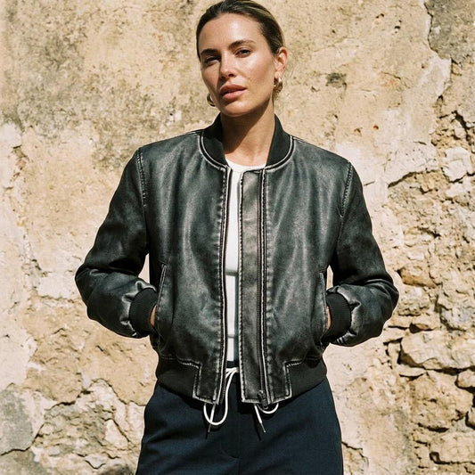 Lederjacken Outlet24 - Lerel | Lederoptik Bomber Jacke Damen