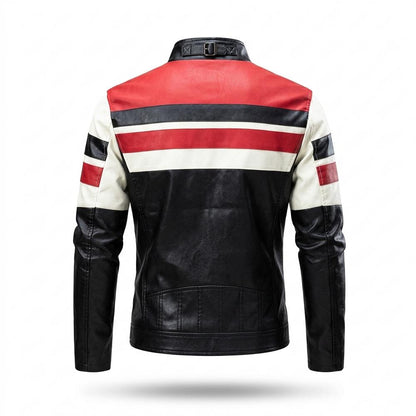Lederjacken Outlet24 - Civom | Gestreift Tailliert Lederjacke Herren