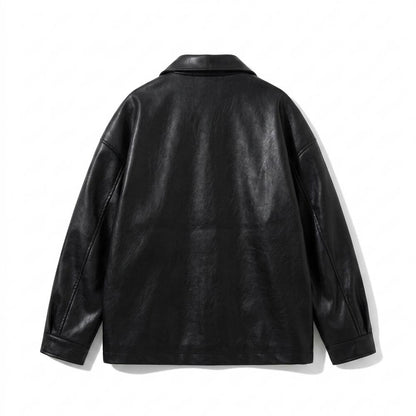 Lederjacken Outlet24 - Nozel | Oversized Kentkragen Lederjacke Unisex