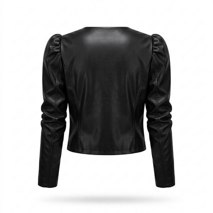 Lederjacken Outlet24 - Lufud | Kurzgeschnittene Geraffte Jacke Damen