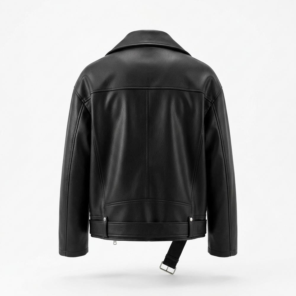 Lederjacken Outlet24 - Aomon | Asymmetrische Gegürtelte Lederjacke Unisex