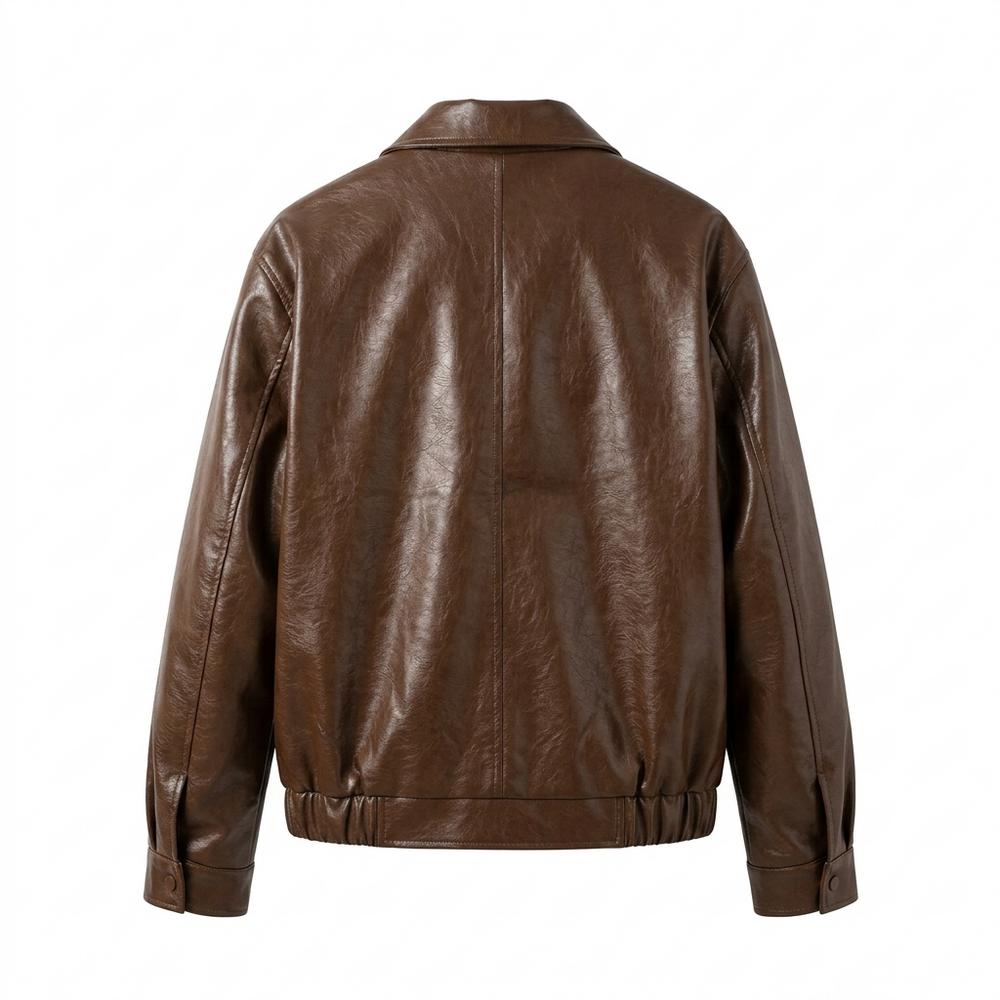 Lederjacken Outlet24 - Lamin | Gefütterte Glänzende Lederjacke Herren