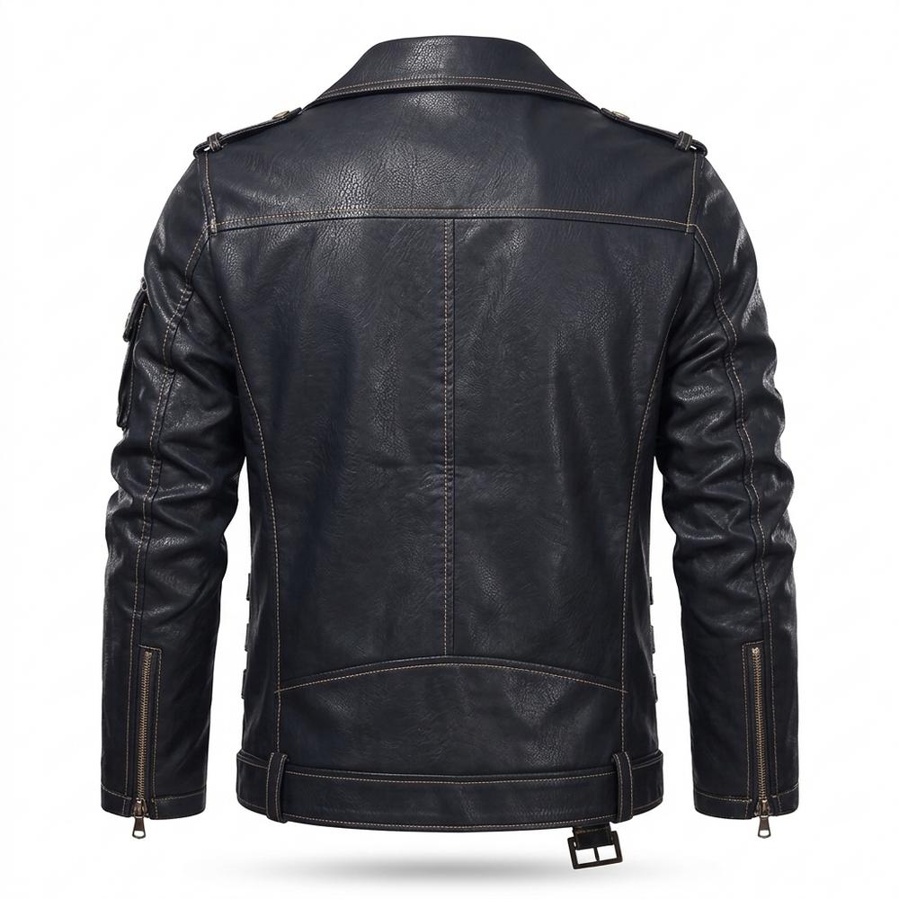 Lederjacken Outlet24 - Talin | Asymmetrisch Gegürtelt Lederjacke Herren