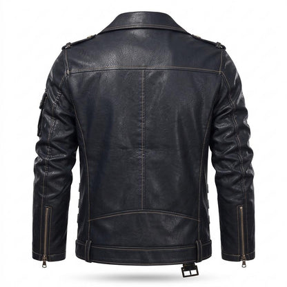 Lederjacken Outlet24 - Talin | Asymmetrisch Gegürtelt Lederjacke Herren