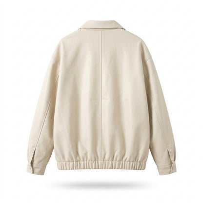 Lederjacken Outlet24 - Daded | Unifarbene Weit Geschnittene Lederjacke Herren