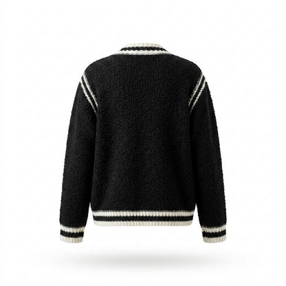 Lederjacken Outlet24 - Linun | Strukturierte Kontrastierende Strickjacke Damen
