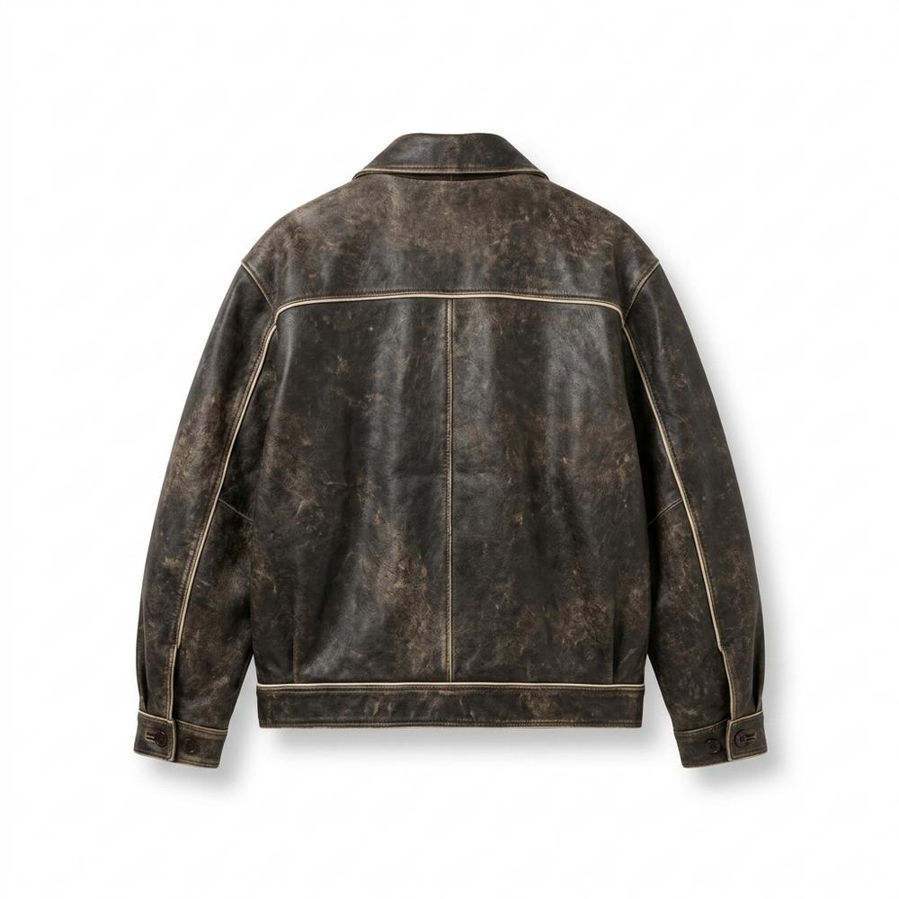Lederjacken Outlet24 - Tavok | Patiniert Oversized Lederjacke Unisex