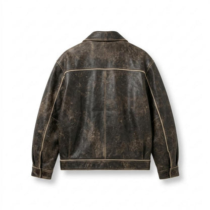 Lederjacken Outlet24 - Tavok | Patiniert Oversized Lederjacke Unisex