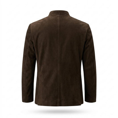 Lederjacken Outlet24 - Tetom | Einreihig Aufgeraut Wildleder-Jacke Herren