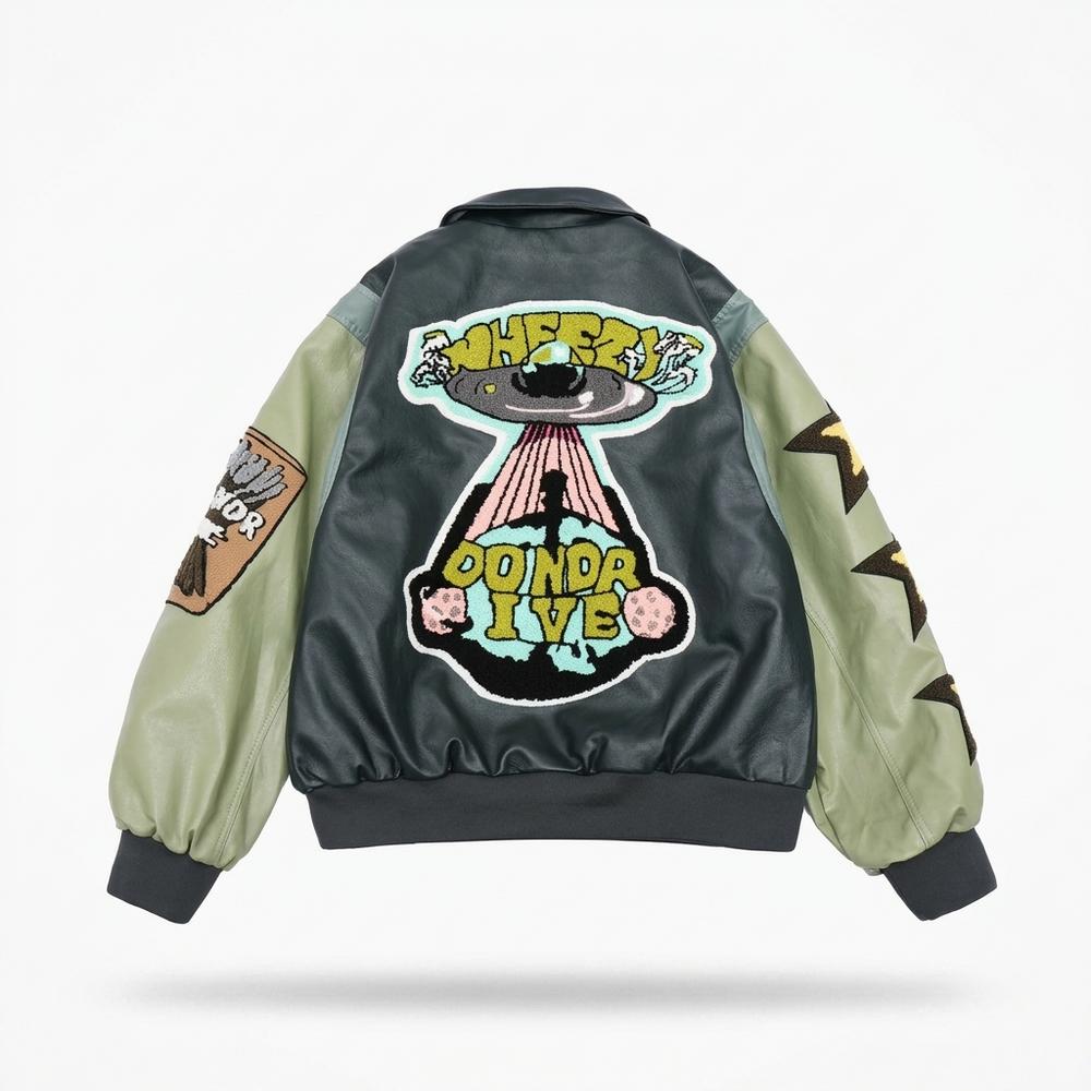 Lederjacken Outlet24 - Eamok | Gepatcht Zweifarbig Lederjacke Unisex