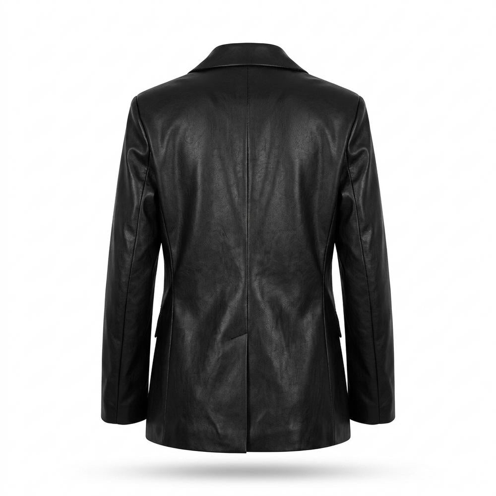 Lederjacken Outlet24 - Yiben | Oversized Langärmlige Lederjacke Damen