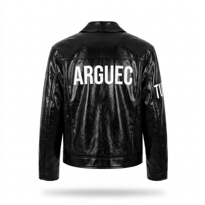 Lederjacken Outlet24 - Lawen | Bedruckte Strukturierte Lederjacke Unisex